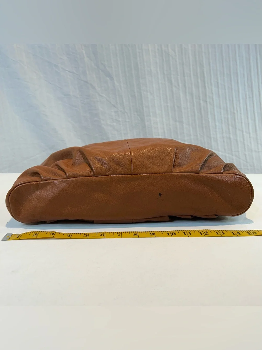 Structured Italian Leather Hobo Bag in Cognac with Wrapped Leather Accents